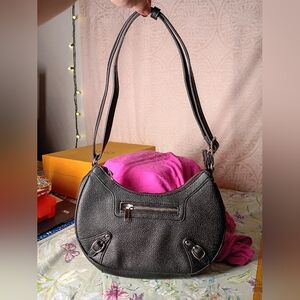 wild fable Black Crescent Shoulder Bag with Silver Hardware